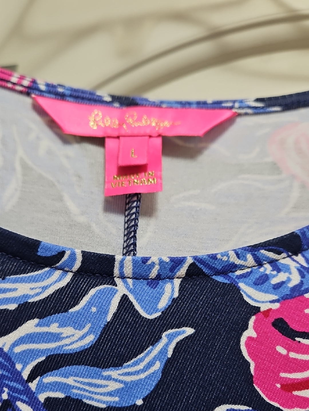 Lilly Pulitzer Navy Floral Dress With Blue And Pink Details